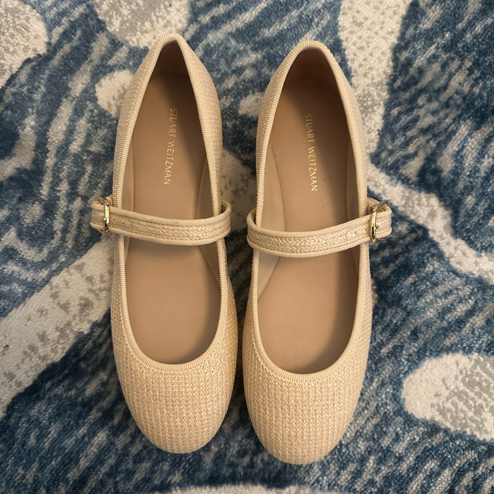 Stuart Weitzman Beige Mary Jane Flats